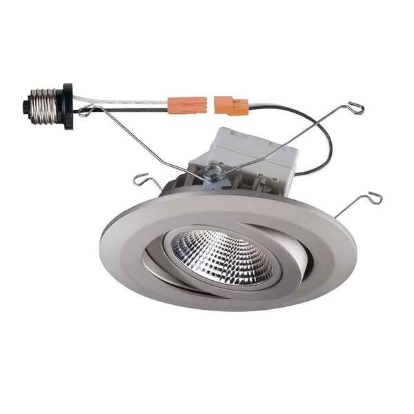Commercial Electric 5 in. Brushed Nickel LED Recessed Gimbal Trim