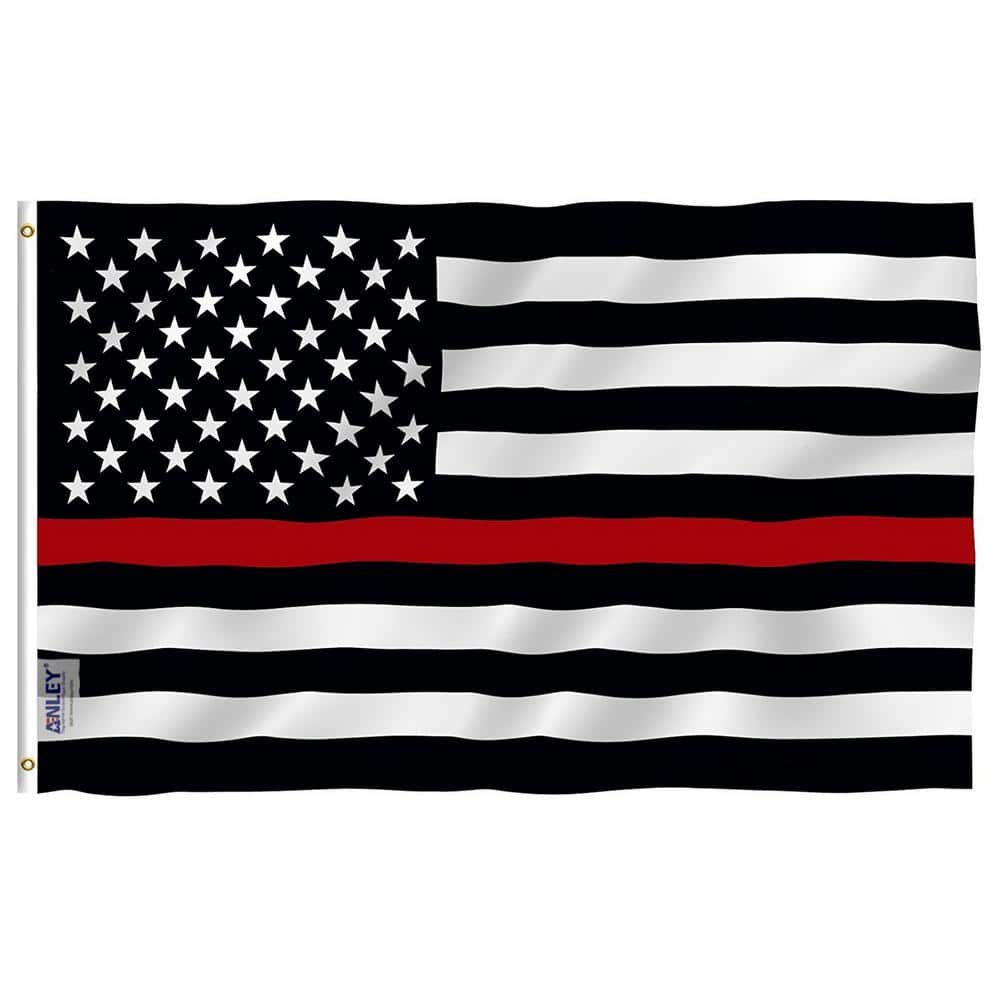 Fly Breeze 3 ft. x 5 ft. Polyester US Thin Red Line Flag 2-Sided Flag Banne