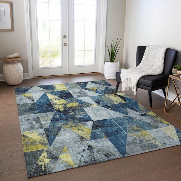Chantille Machine Washable Indoor/Outdoor Abstract ACN1888 Navy 5 ft. x 7 ft. 6 in. Accent Rug