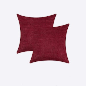 24 in. x 24 in. Red Outdoor Waterproof Pillow Covers Throw Pillow (Pack of 2)
