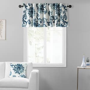 Indonesian Blue Printed Cotton Rod Pocket Window Valance - 50 in. W x 19 in. L (1 Panel)