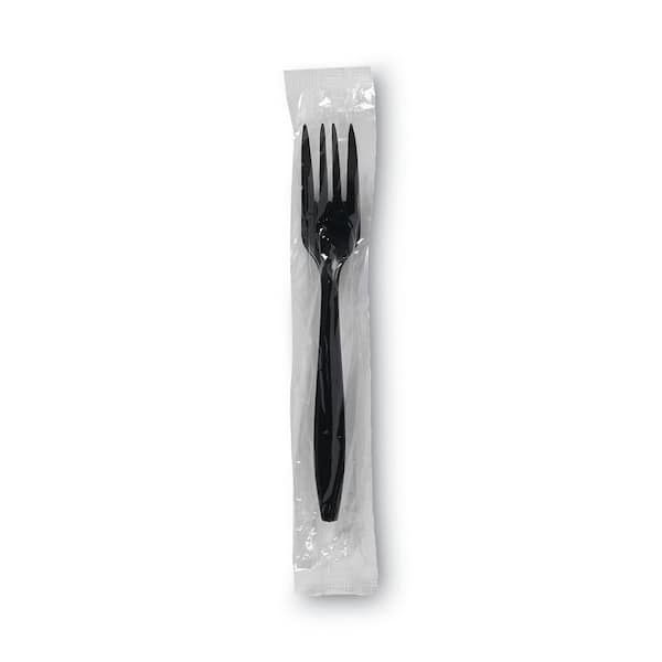 DIXIE Black Individually Wrapped Heavyweight Disposable Polystyrene Forks (1,000-Carton)