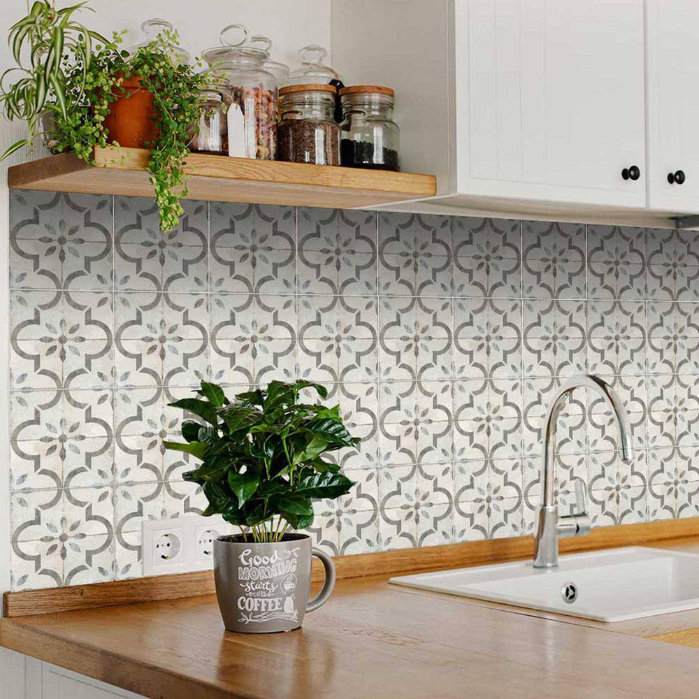 Light Gray and White Vintage Rustic Peel and Stick Tile Stickers