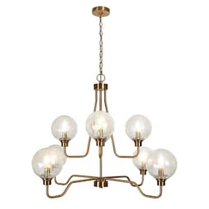 Modern 8-Light Brass Sputnik Chandelier for Living Room with No Bulbs Included