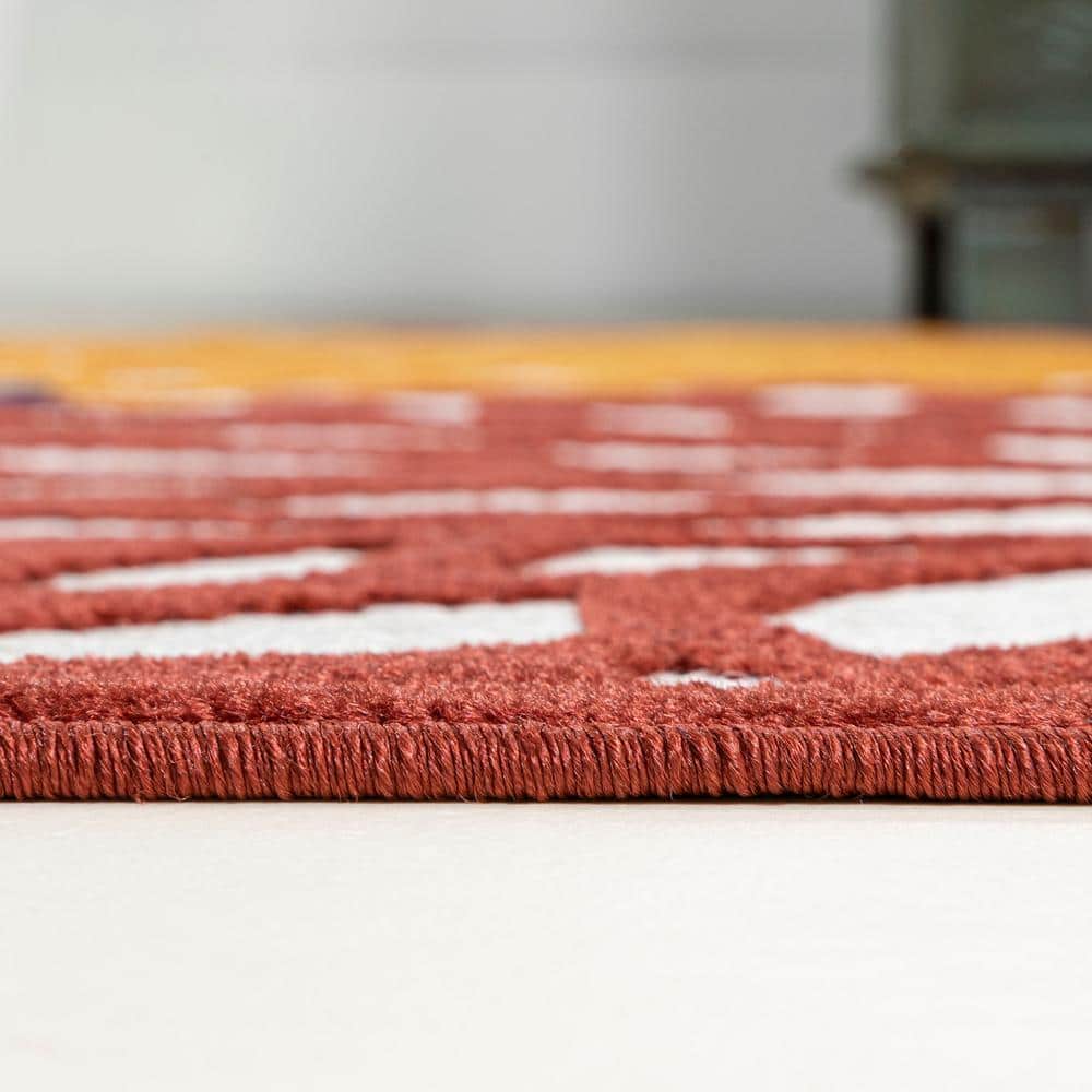 Minori Cream Red Blue Floral Synthetic Indoor Outdoor Rug