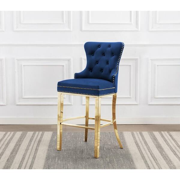 blue velvet bar stools with gold legs