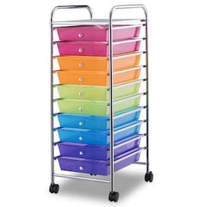 10-Drawer Scrapbook Paper Organizer Rolling Storage Cart Home Office in Multi-Colored
