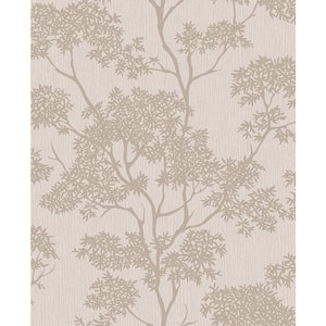 Brown Aspen Taupe Tree Metallic Non-Pasted Peelable Paper Wallpaper