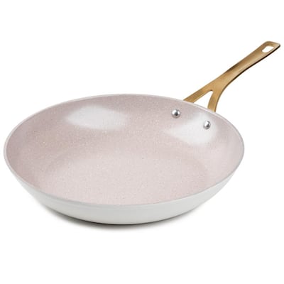 Constellation 12 in. Aluminum Nonstick Frying Pan in Tan Speckle with Vintage Gold Handle