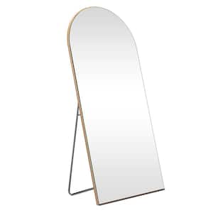 24 in. W x 71 in. H Oversized Arched Full Length Mirror Wood Framed Gold Wall Mounted/Standing Mirror Floor Mirror