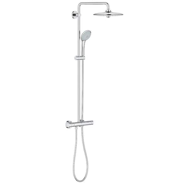 GROHE Euphoria 3-Spray Patterns with 2.5 10.25 in. Mount Dual Shower Heads in StarLight Chrome-26128001 - The Home Depot