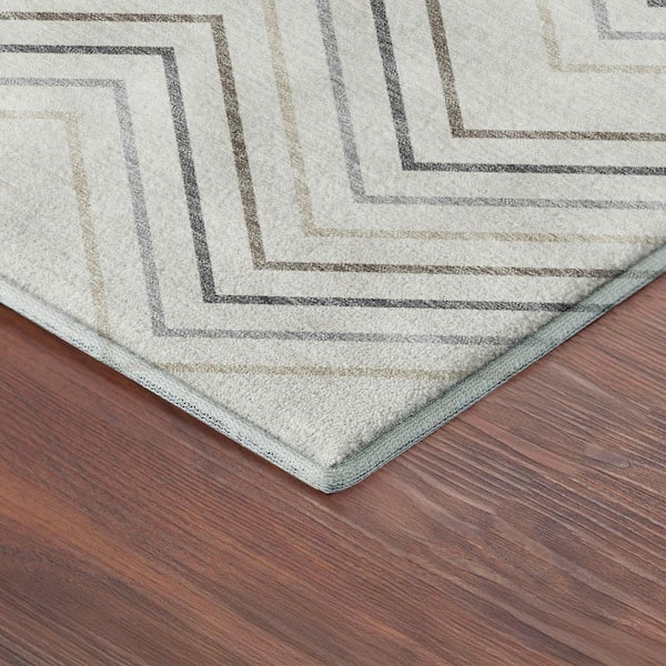 Mayfield Premium Machine Washable Abstract AMF2391 Ivory 5 ft. x 7 ft. 6 in. Area Rug