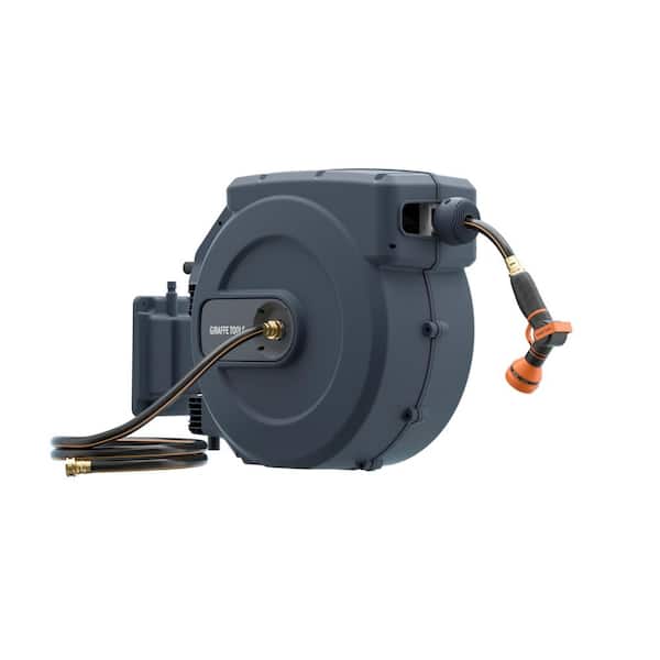 Giraffe Tools Garden Retractable Hose Reel-5/8 in. to 115 ft. Wall Mounted,  Dark Grey AW5058US - The Home Depot