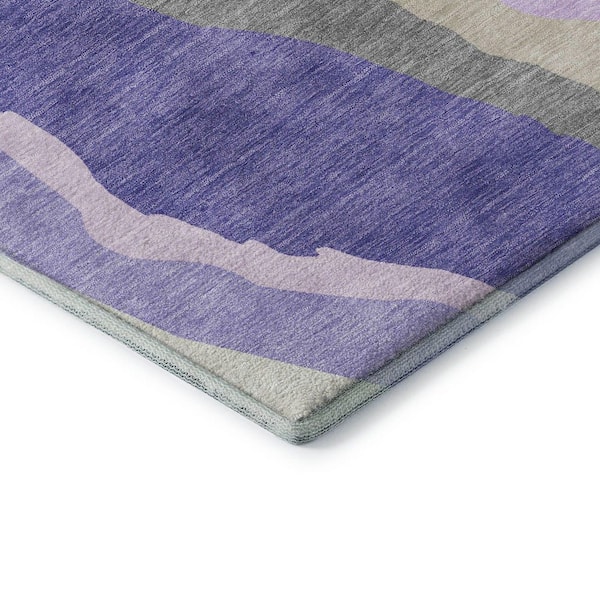 Mayfield Premium Machine Washable Abstract AMF1047 Purple 5 ft. x 7 ft. 6 in. Area Rug
