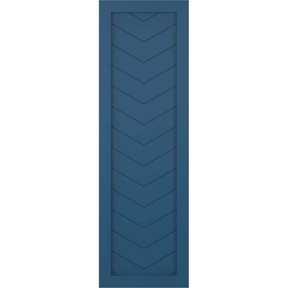 18 in. x 35 in. True Fit PVC Single Panel Chevron Modern Style Fixed Mount Board and Batten Shutters Pair, Sojourn Blue price history on PriceWatchPro