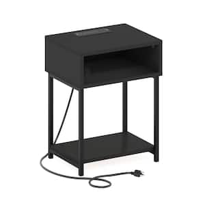 Moretti 15.2 in. Americano Rectangle Wood End Table with USB and Type-C Charging Port