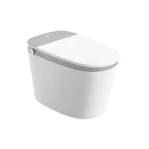 Elongated Bidet Toilet 1.1/1.6 GPF in White w/ Heated Seat, Auto Open Lid, LED Display Remote Control Flush, Night-Light