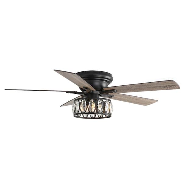 ●JAHARI Breezary Chandelier 52-in Black with Light Brown Blades LED