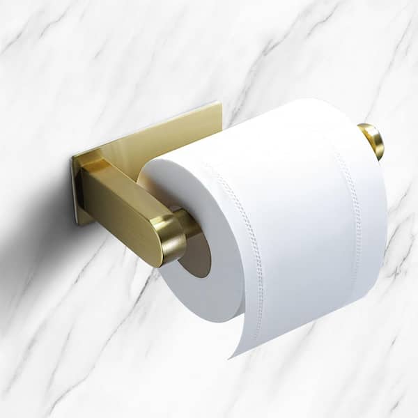 YASINU Self Adhesive Bathroom Toilet Paper Holder Stand No Drilling Premium Thicken Stainless Steel in Brushed Gold