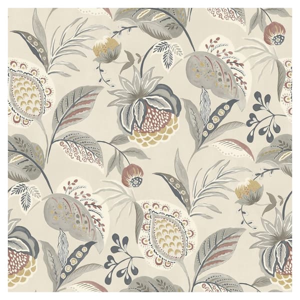 Chesapeake Bohemian Jacobean Grey Prepasted Non Woven Wallpaper