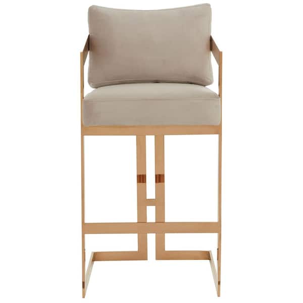 SAFAVIEH Taraji 29.9 in. Almond Metal Barstool with Velvet
