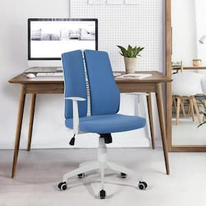 Soris Fabric Seat Ergonomic Upholstered Drafting Chair in Light Blue with Adjustable Height