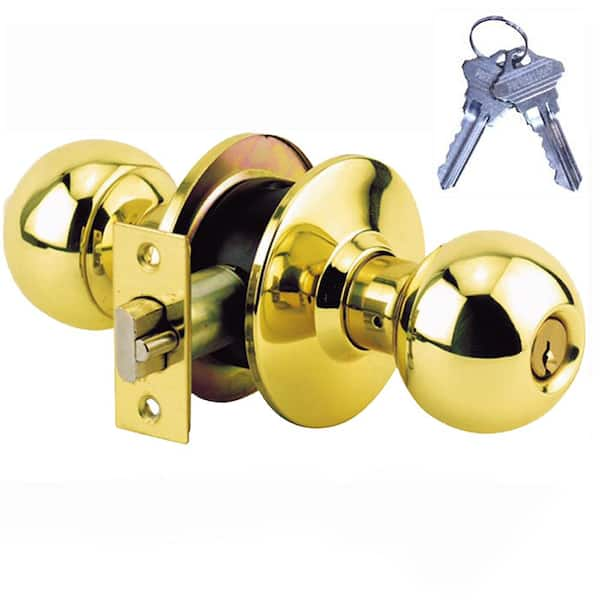 Premier Lock Brass Grade 2 Entry Door Knob with 2 SC1 Keys