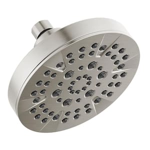 5-Spray Patterns 1.75 GPM 6 in. Wall Mount Fixed Shower Head in Stainless
