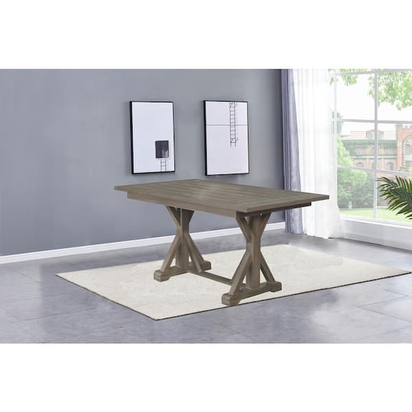 Best Quality Furniture Gilberta Counter Height Wooden Top 40" Double Pedestal Dining Table Seating 6