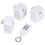 1 Amp to 15 Amp 1-Outlet Indoor Wireless Remote Control System Grounded Outlet, White (3-Pack)