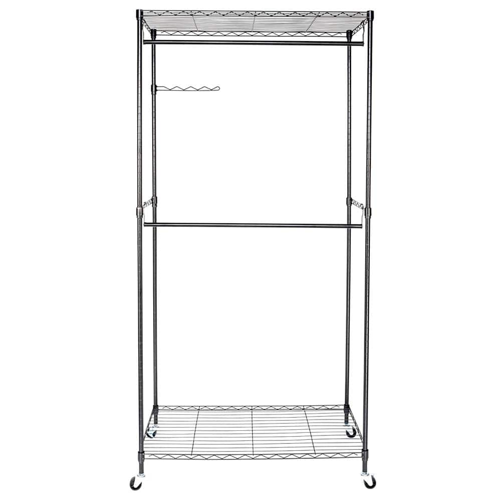 Songmics Clothes Rack on Wheels with Double Rail, Black