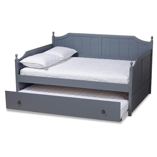 Baxton Studio Millie Grey Full Daybed with Trundlle