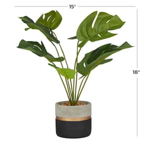18 in. H Monstera Artificial Plant with Realistic Leaves and Color Block Pot