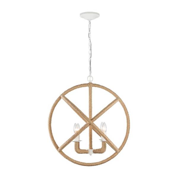 Marina 4-Light Natural White Globe Chandelier for Dining Rooms with No Bulbs Included