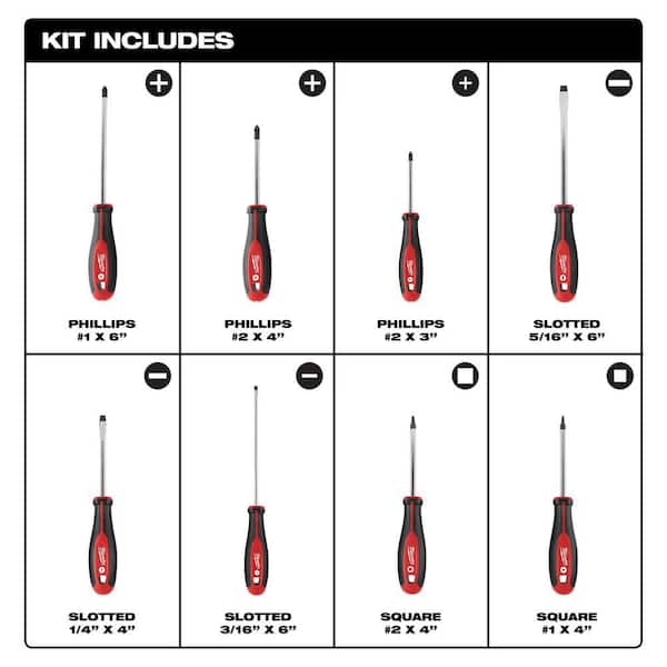 Screwdriver Set with PACKOUT Tool Box Customizable Foam Insert (9-Piece)