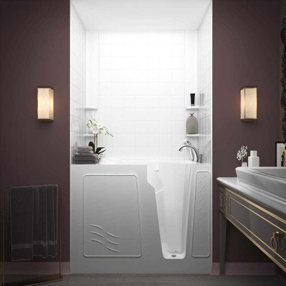Flagstaff 52'' x 29'' White Walk-in Whirlpool Fiberglass Bathtub with Faucet