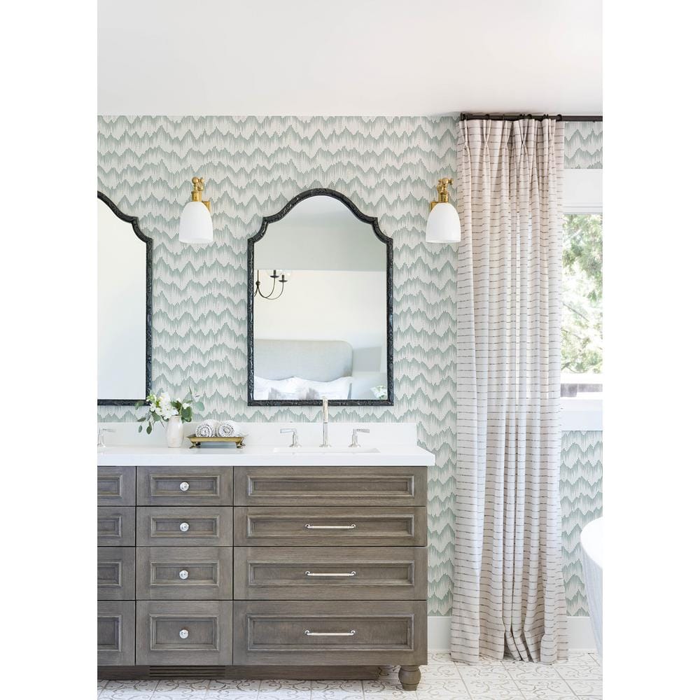 Holmby Seafoam Brushstroke Zigzag Non-Woven Wallpaper