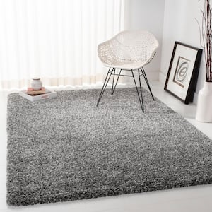 Royal Shag Gray 7 ft. x 7 ft. Square Solid Gradient Area Rug