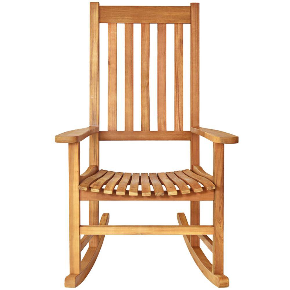 Natural Eucalyptus Wood Outdoor Rocking Chair with Arms