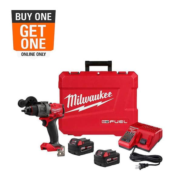 Milwaukee M18 FUEL 18V Lithium-Ion Brushless Cordless 1/2 in. Hammer Drill Driver Kit with Two 5.0 Ah Batteries and Hard Case