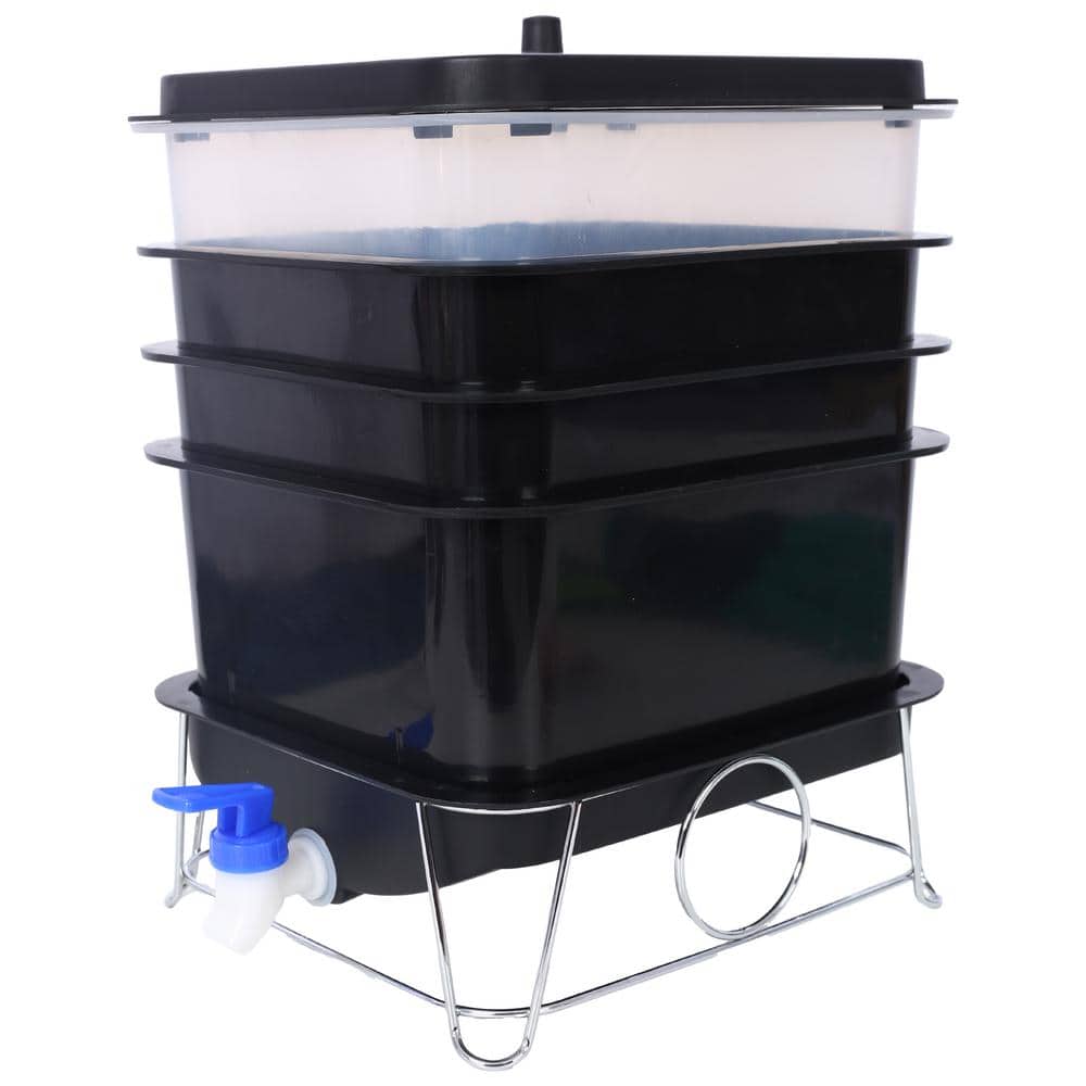 20 L 4-Tray Worm Farm Composter Bin for Recycling Food Waste at Home