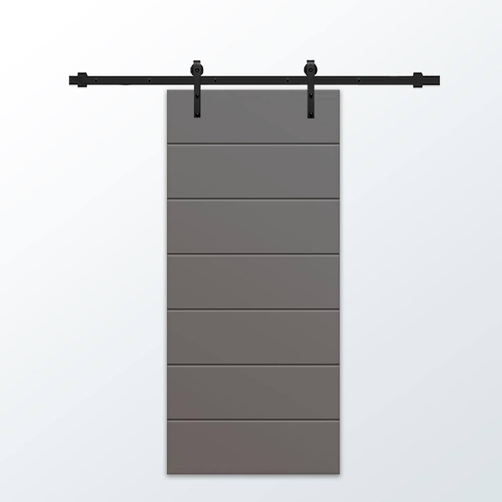 30 in. x 80 in. Light Gray Painted Composite MDF Paneled Interior Sliding Barn Door with Hardware Kit price history on PriceWatchPro
