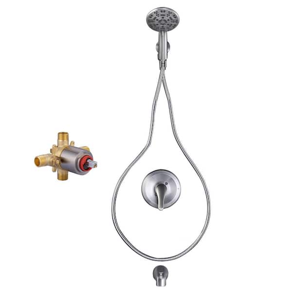 AVITAS Single Handle 7-Spray Tub and Shower Faucet 1.8 GPM with Handheld Shower in Spot Defense Brushed Nickel (Valve Included)