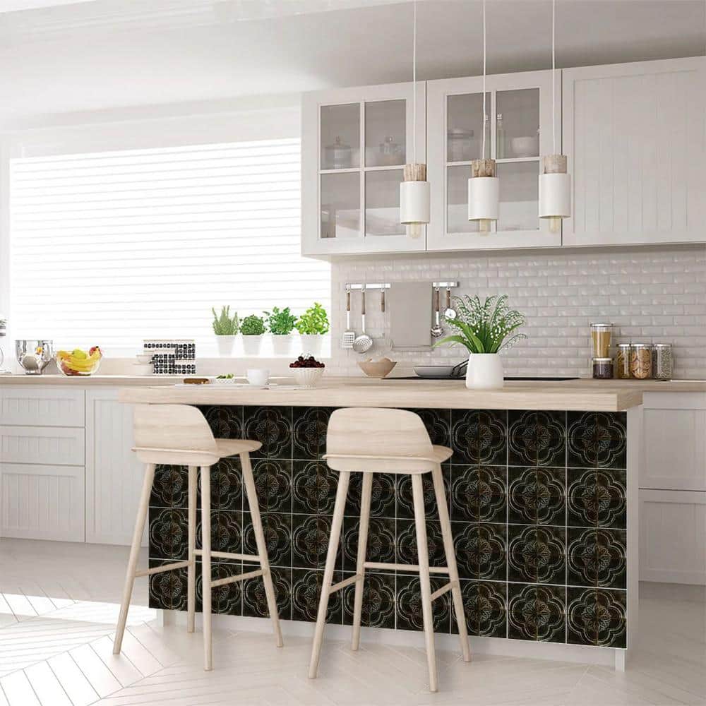 12x12 Black and Gray Vinyl Peel and Stick Mosaic Tile