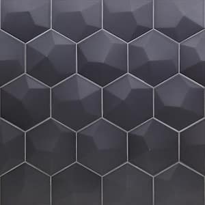 Bethlehem 3D Hexagon Dark Gray 5.9 in. x 6.96 in. Matte Ceramic Wall Tile (5.4 sq. ft. / Case)