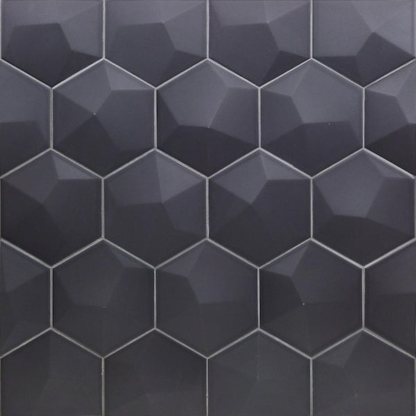 Ivy Hill Tile Bethlehem 3D Hexagon Dark Gray 5.9 in. x 6.96 in. Matte Ceramic Wall Tile (5.4 sq. ft. / Case)