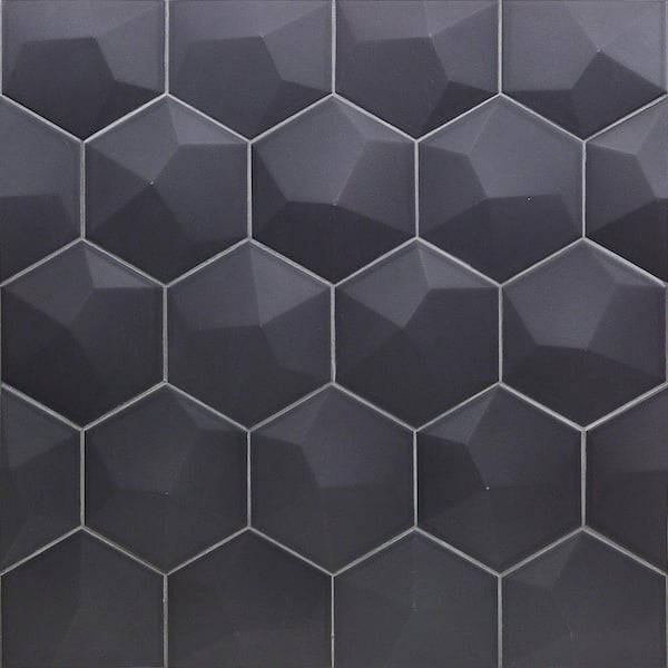 Ivy Hill Tile Bethlehem 3D Hexagon Dark Gray 5 9 In X 6 96 In Matte 