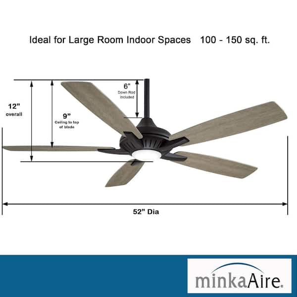 MINKA-AIRE Dyno 52 in. LED Indoor Coal Black Ceiling Fan with