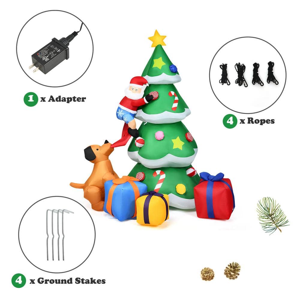 Buy 7 ft. Inflatable Santa Decor Christmas Tree with LED Lights Online ...