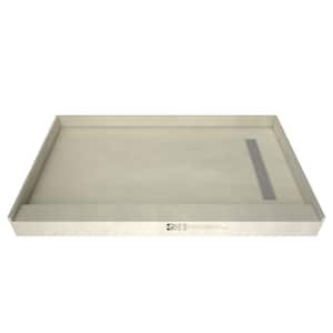 Redi Trench 54 in. L x 30 in. W Single Threshold Alcove Shower Pan Base with Right Drain and Polished Chrome Drain Grate